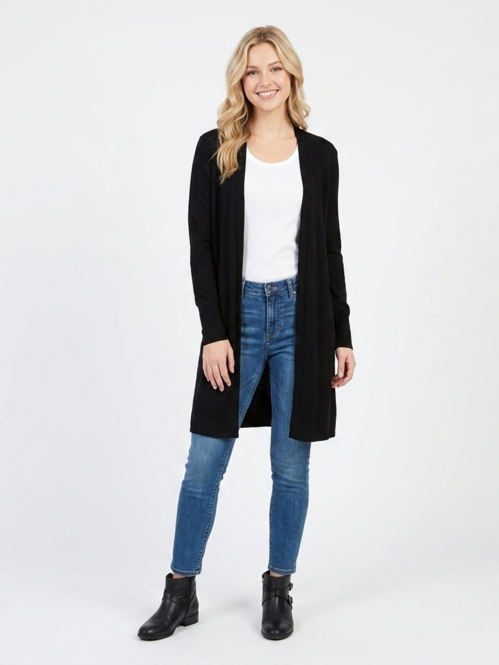 Dialogue Black Open-Front Long Cardigan & matching T-shirt NWT